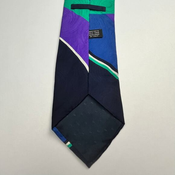 Mondo Uomo Mens 100% Tie Silk Abstract Multicolor Made In Italy Necktie - Picture 7 of 14